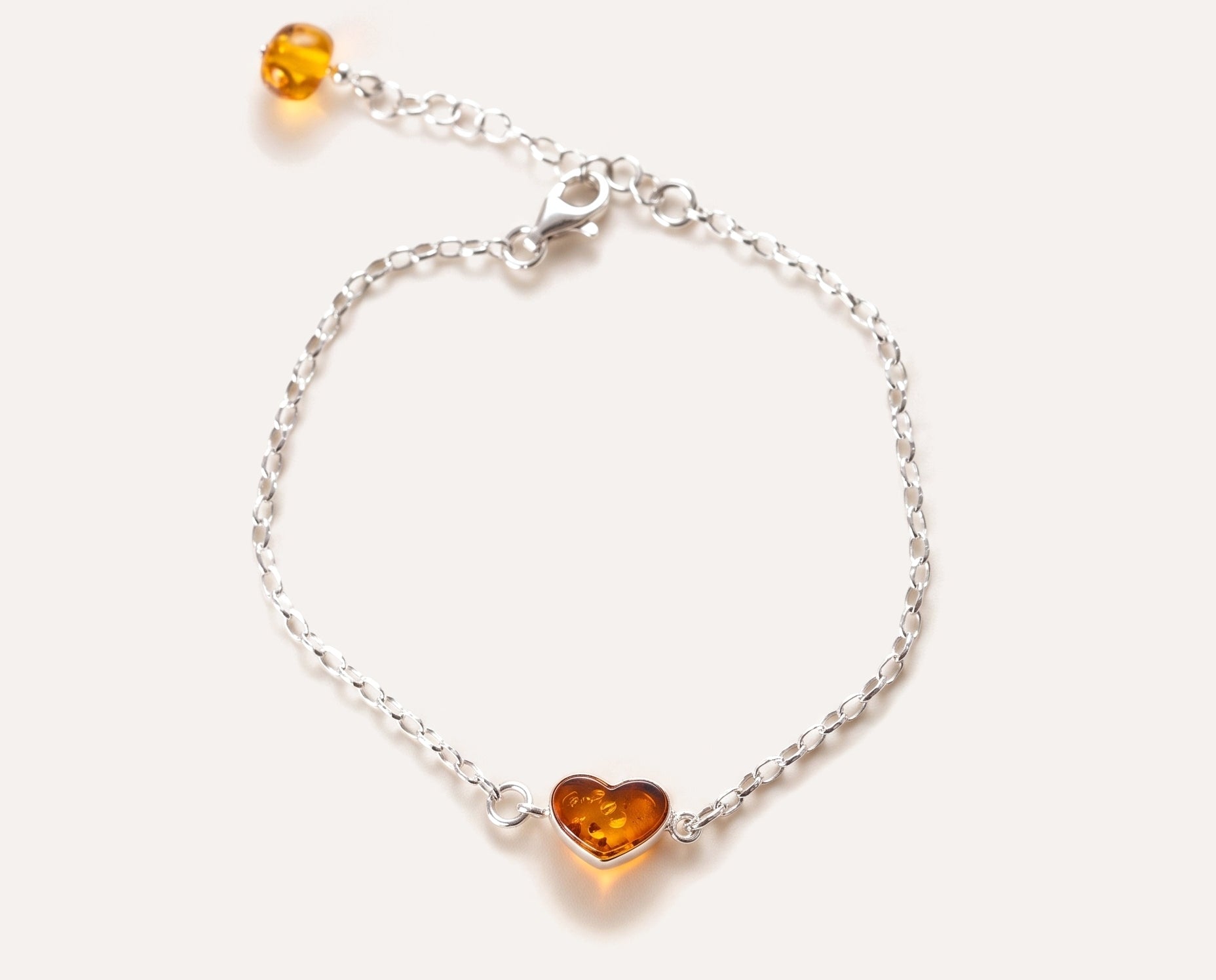 Reversible Dainty Amber Heart Bracelet — Baltic amber and sterling silver jewellery by Baltic Beauty