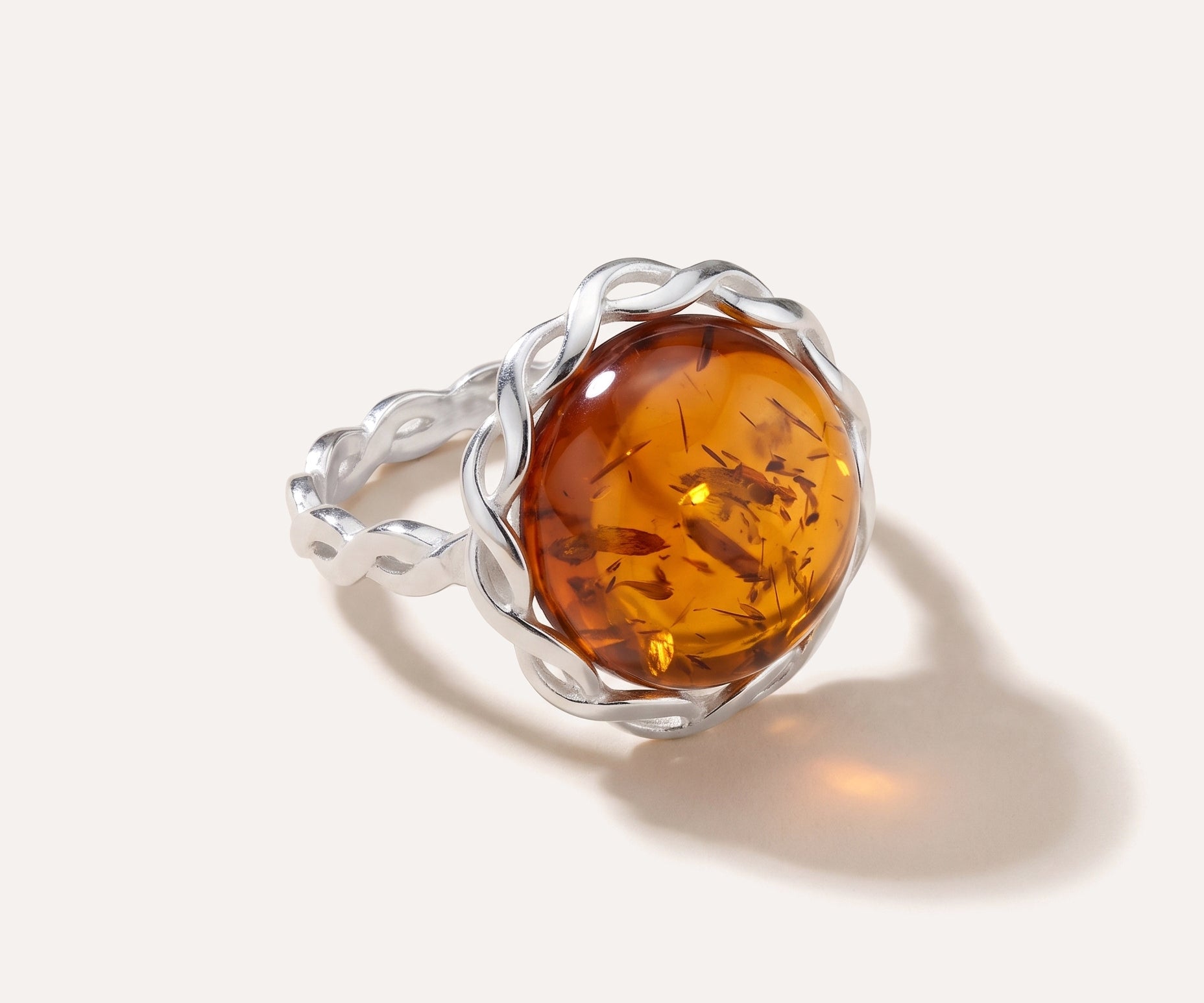 Rope Frame Statement Ring — Baltic amber and sterling silver jewellery by Baltic Beauty
