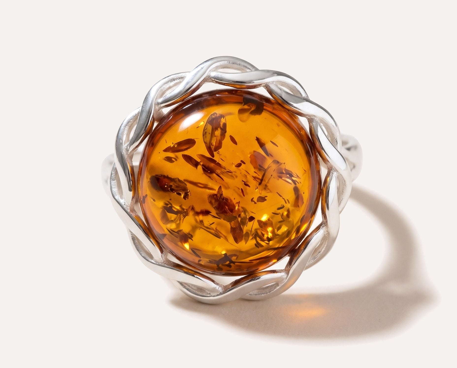 Rope Frame Statement Ring — Baltic amber and sterling silver jewellery by Baltic Beauty