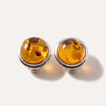 Round Amber Clip On Earrings — Baltic amber and sterling silver jewellery by Baltic Beauty