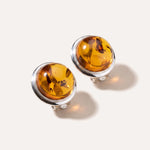Round Amber Clip On Earrings — Baltic amber and sterling silver jewellery by Baltic Beauty