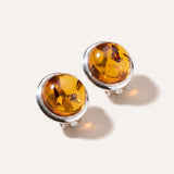 Round Amber Clip On Earrings — Baltic amber and sterling silver jewellery by Baltic Beauty