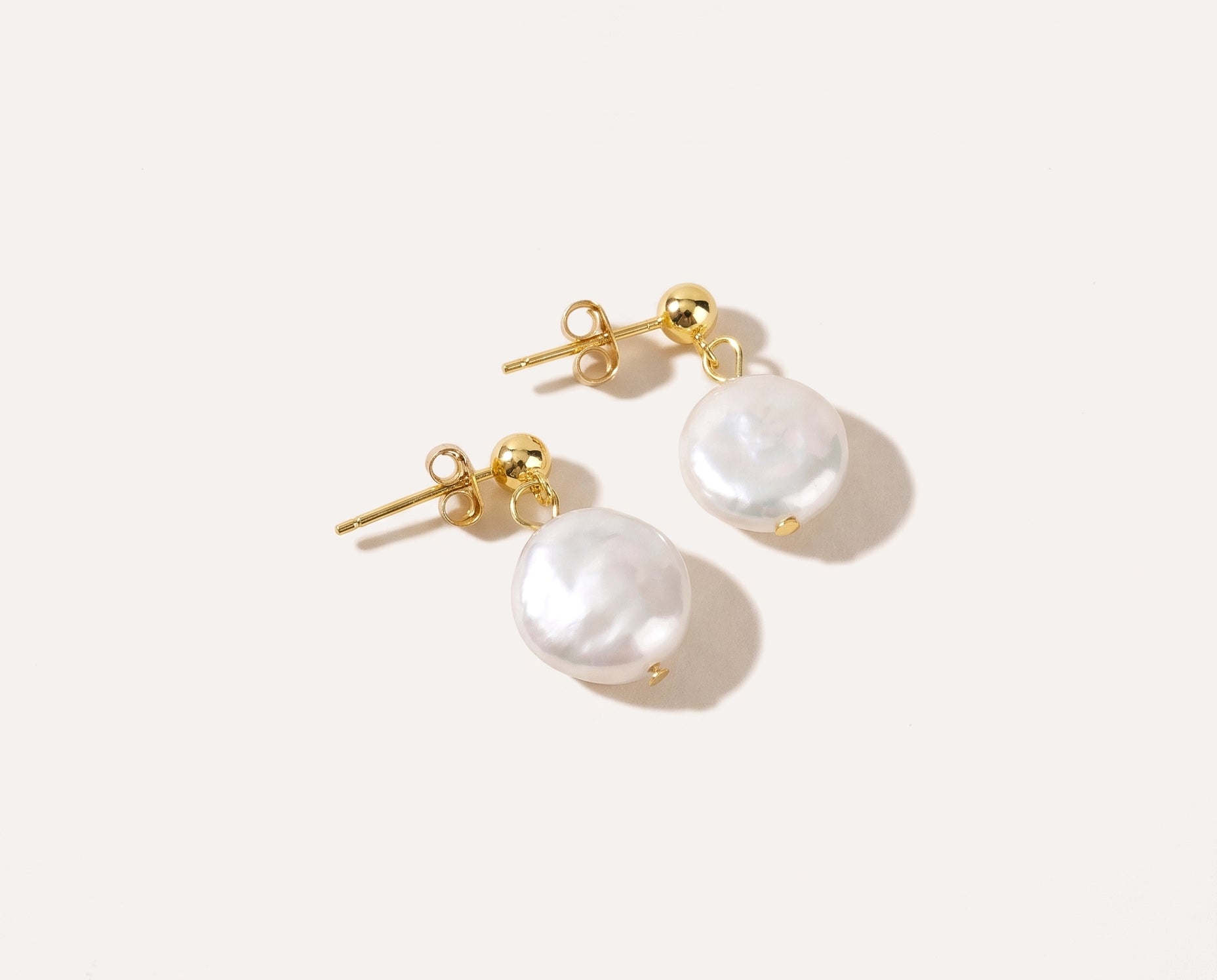Round Button Pearl Earrings — Baltic amber and sterling silver jewellery by Baltic Beauty