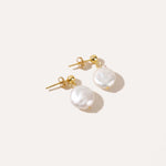 Round Button Pearl Earrings — Baltic amber and sterling silver jewellery by Baltic Beauty
