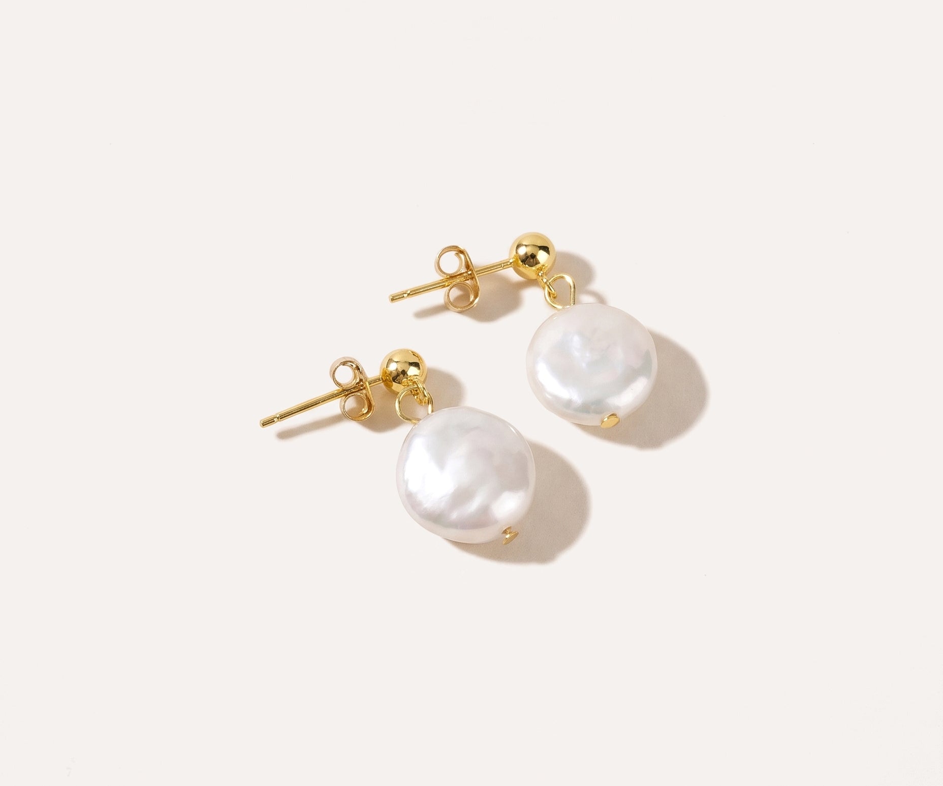 Round Button Pearl Earrings — Baltic amber and sterling silver jewellery by Baltic Beauty
