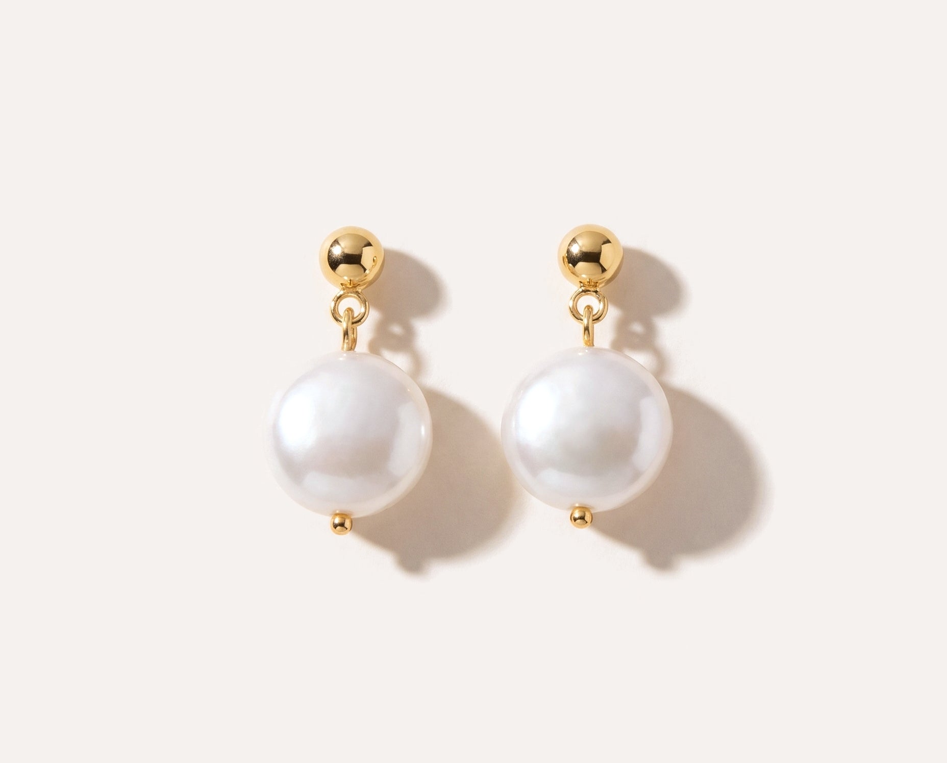 Round Button Pearl Earrings — Baltic amber and sterling silver jewellery by Baltic Beauty