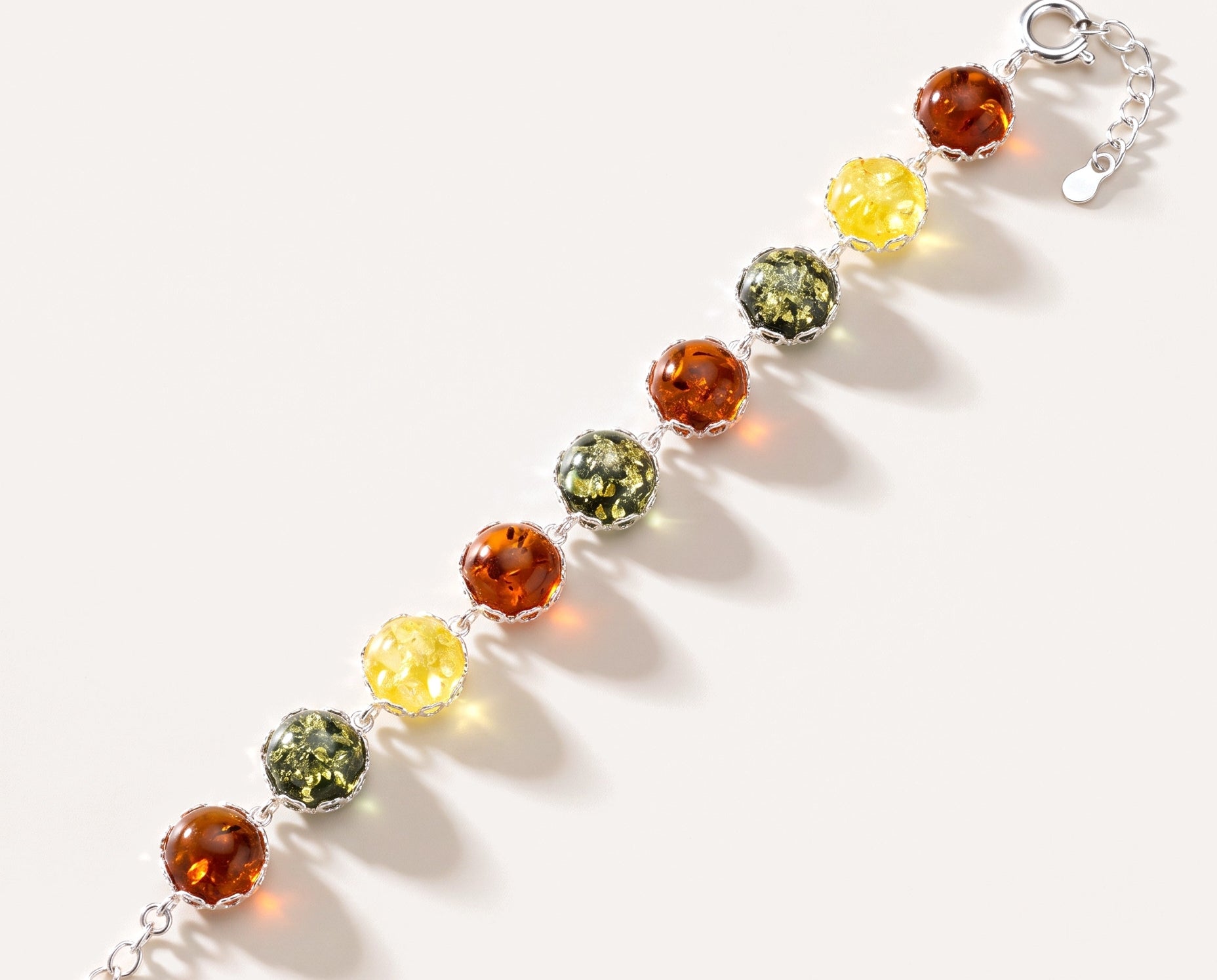 Round Candy Amber Bracelet — Baltic amber and sterling silver jewellery by Baltic Beauty
