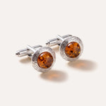 Round Textured Frame Amber Cufflinks — Baltic amber and sterling silver jewellery by Baltic Beauty