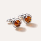 Round Textured Frame Amber Cufflinks — Baltic amber and sterling silver jewellery by Baltic Beauty