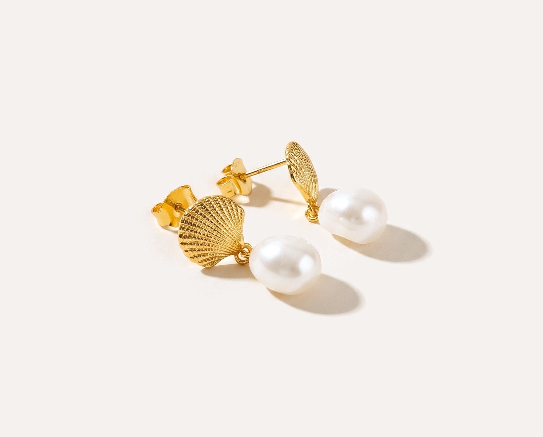 Sea Shell Pearl Earrings — Baltic amber and sterling silver jewellery by Baltic Beauty