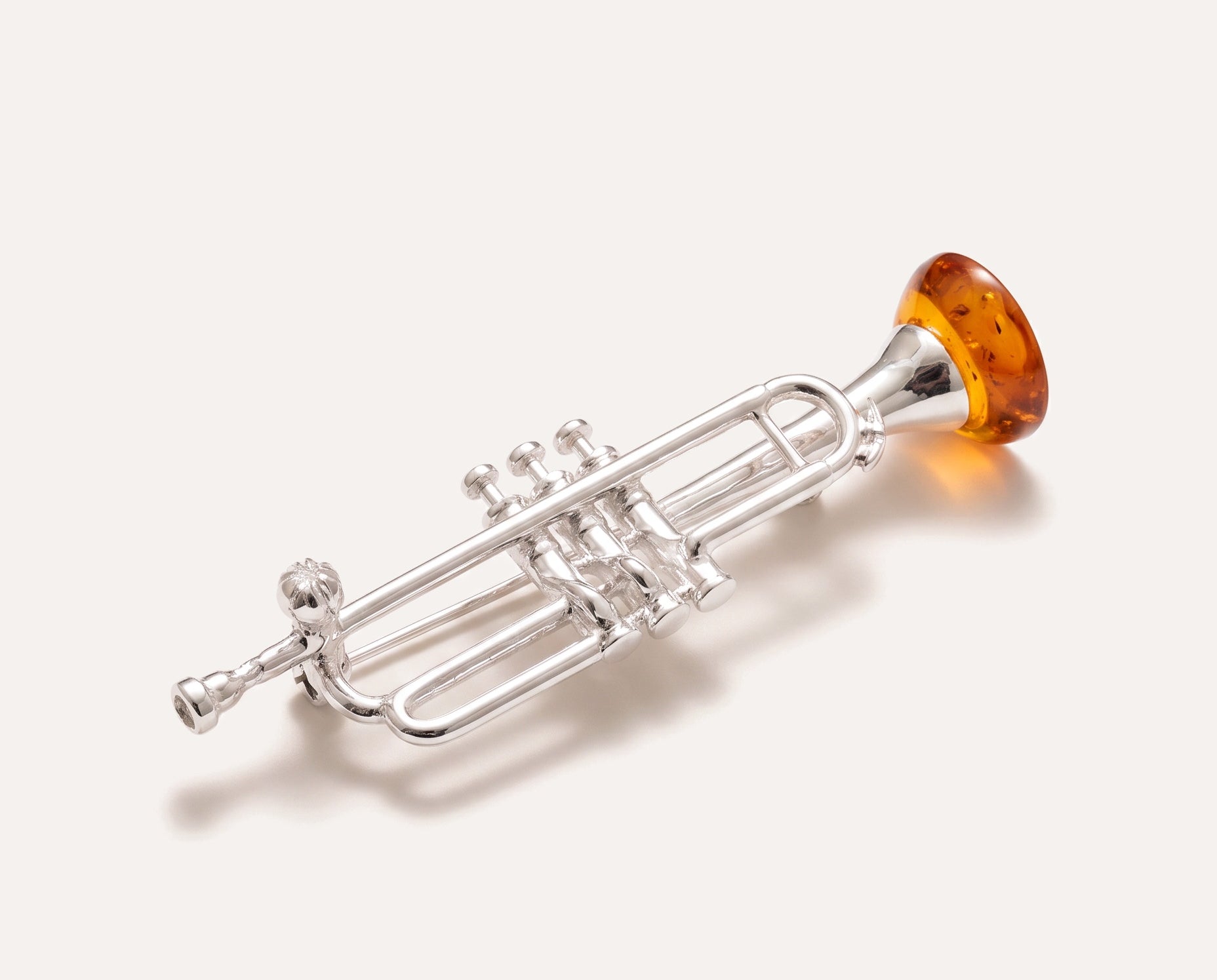 Silver Trumpet Brooch — Baltic amber and sterling silver jewellery by Baltic Beauty