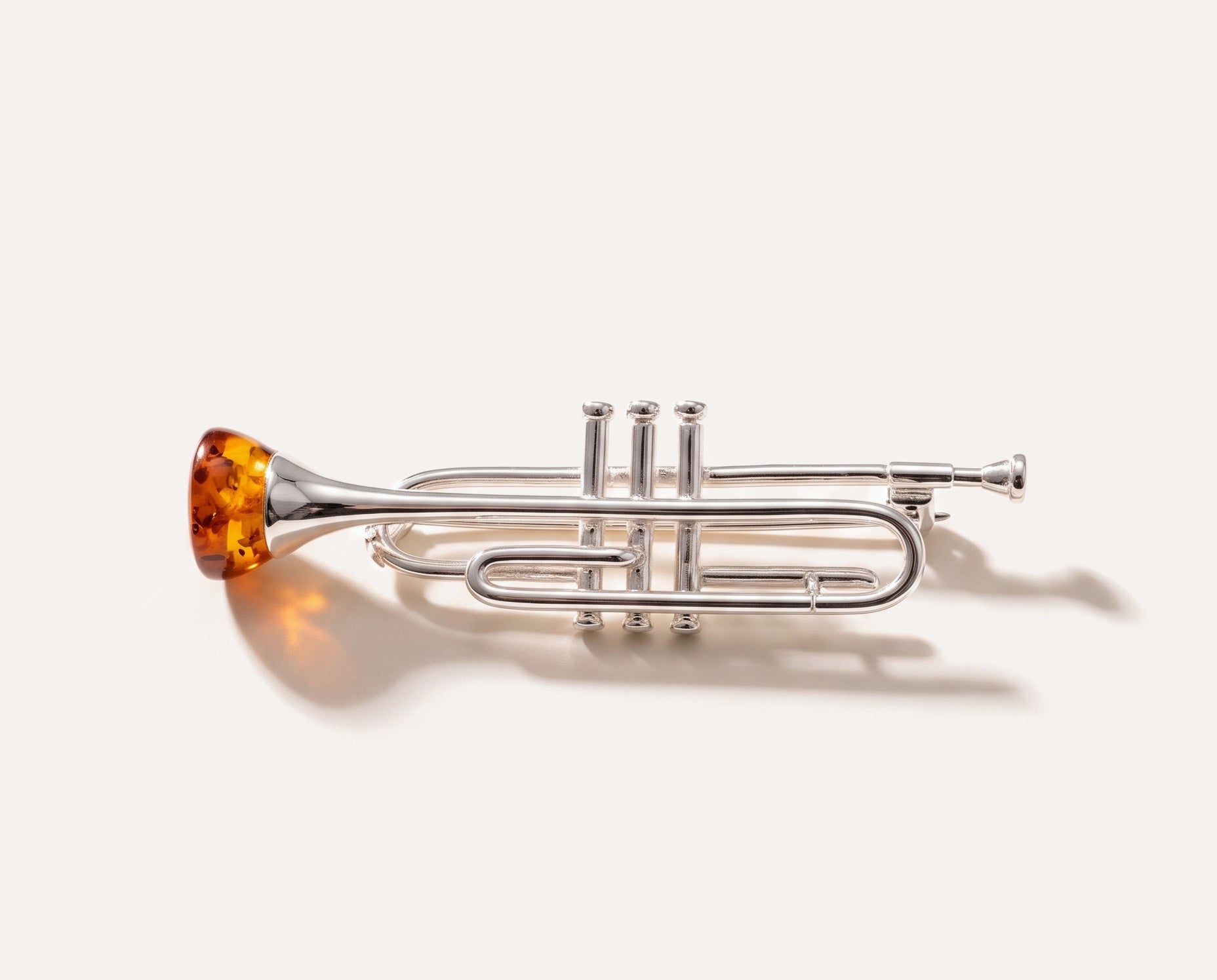 Silver Trumpet Brooch — Baltic amber and sterling silver jewellery by Baltic Beauty
