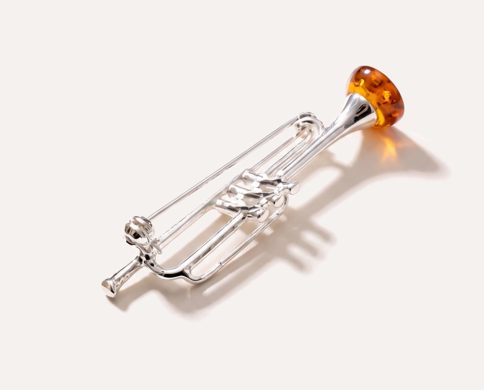 Silver Trumpet Brooch — Baltic amber and sterling silver jewellery by Baltic Beauty