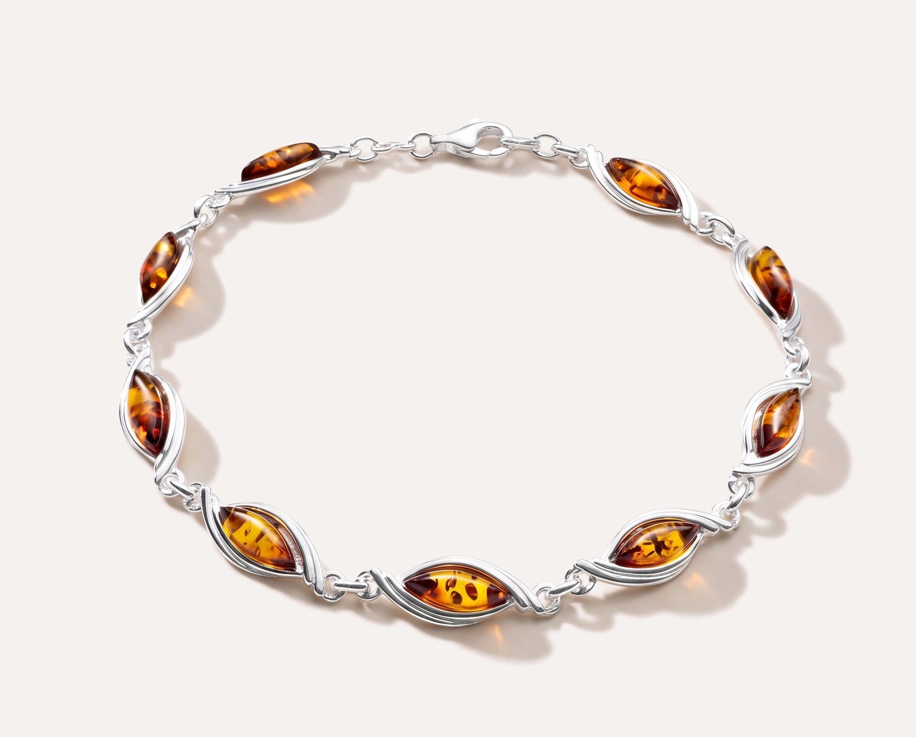 Silver Wave Amber Link Bracelet — Baltic amber and sterling silver jewellery by Baltic Beauty