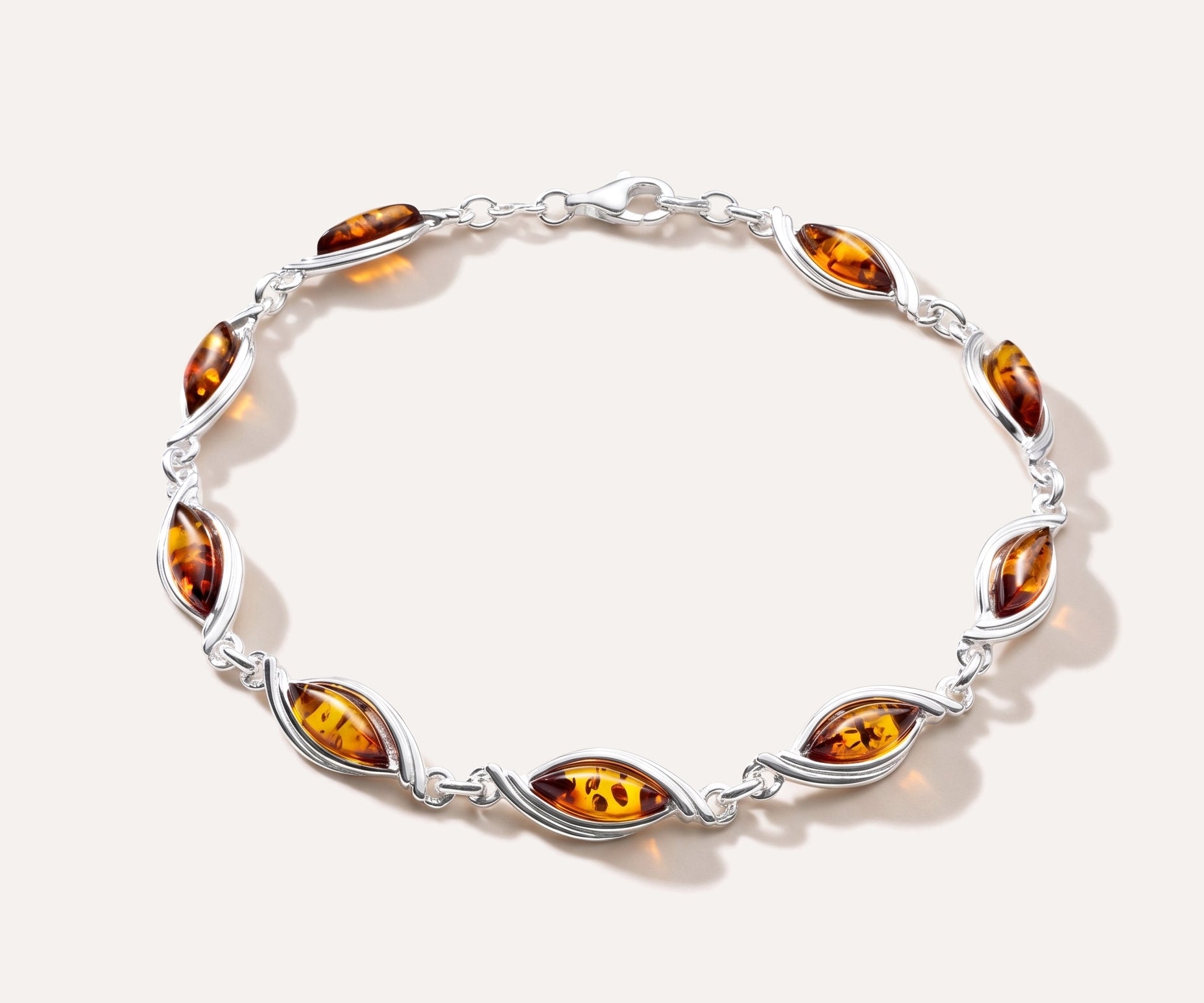 Silver Wave Amber Link Bracelet — Baltic amber and sterling silver jewellery by Baltic Beauty