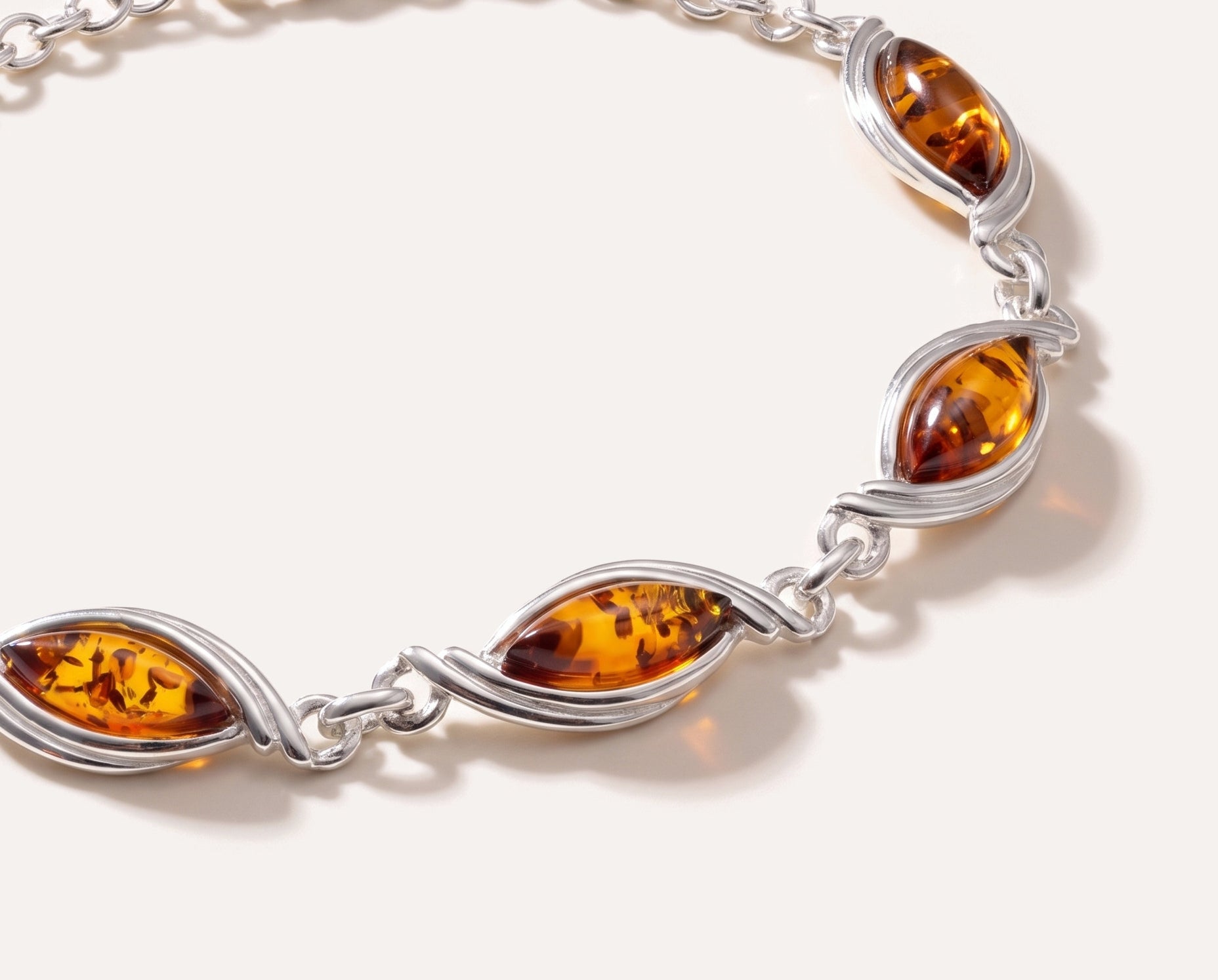 Silver Wave Amber Link Bracelet — Baltic amber and sterling silver jewellery by Baltic Beauty