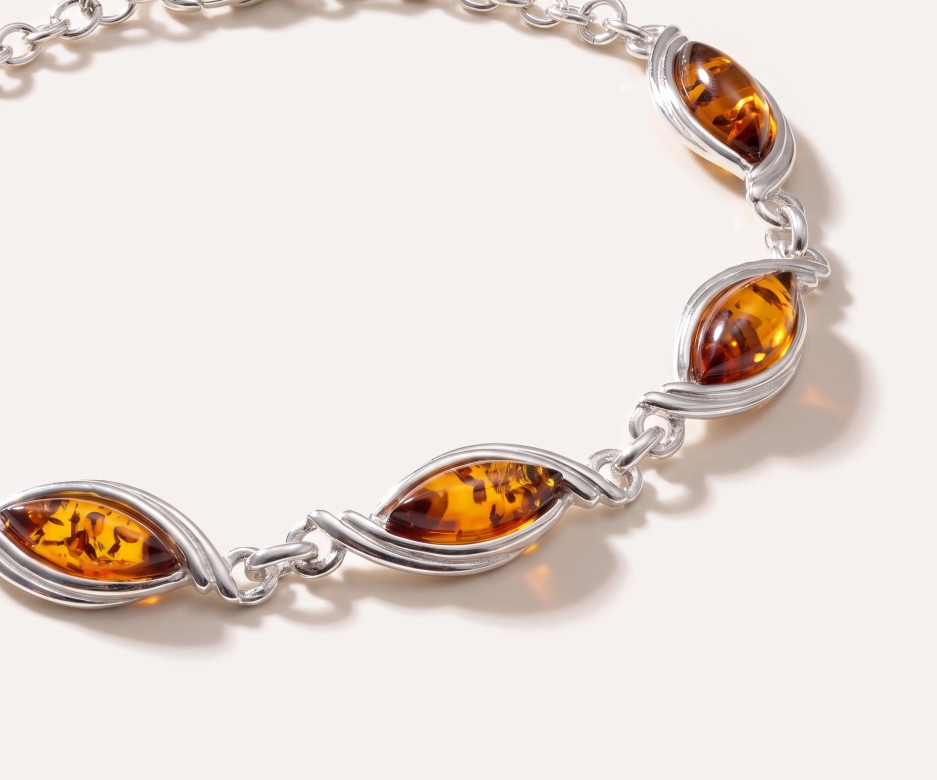 Silver Wave Amber Link Bracelet — Baltic amber and sterling silver jewellery by Baltic Beauty
