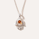 Small Amber Hamsa Pendant — Baltic amber and sterling silver jewellery by Baltic Beauty