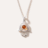 Small Amber Hamsa Pendant — Baltic amber and sterling silver jewellery by Baltic Beauty