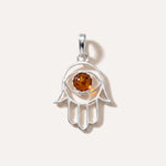 Small Amber Hamsa Pendant — Baltic amber and sterling silver jewellery by Baltic Beauty