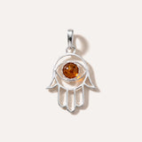 Small Amber Hamsa Pendant — Baltic amber and sterling silver jewellery by Baltic Beauty