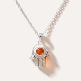 Small Amber Hamsa Pendant — Baltic amber and sterling silver jewellery by Baltic Beauty