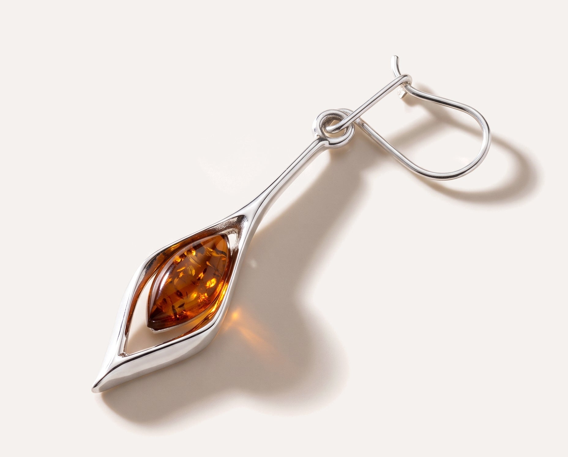 Small Droplet Amber Dangle Earrings — Baltic amber and sterling silver jewellery by Baltic Beauty