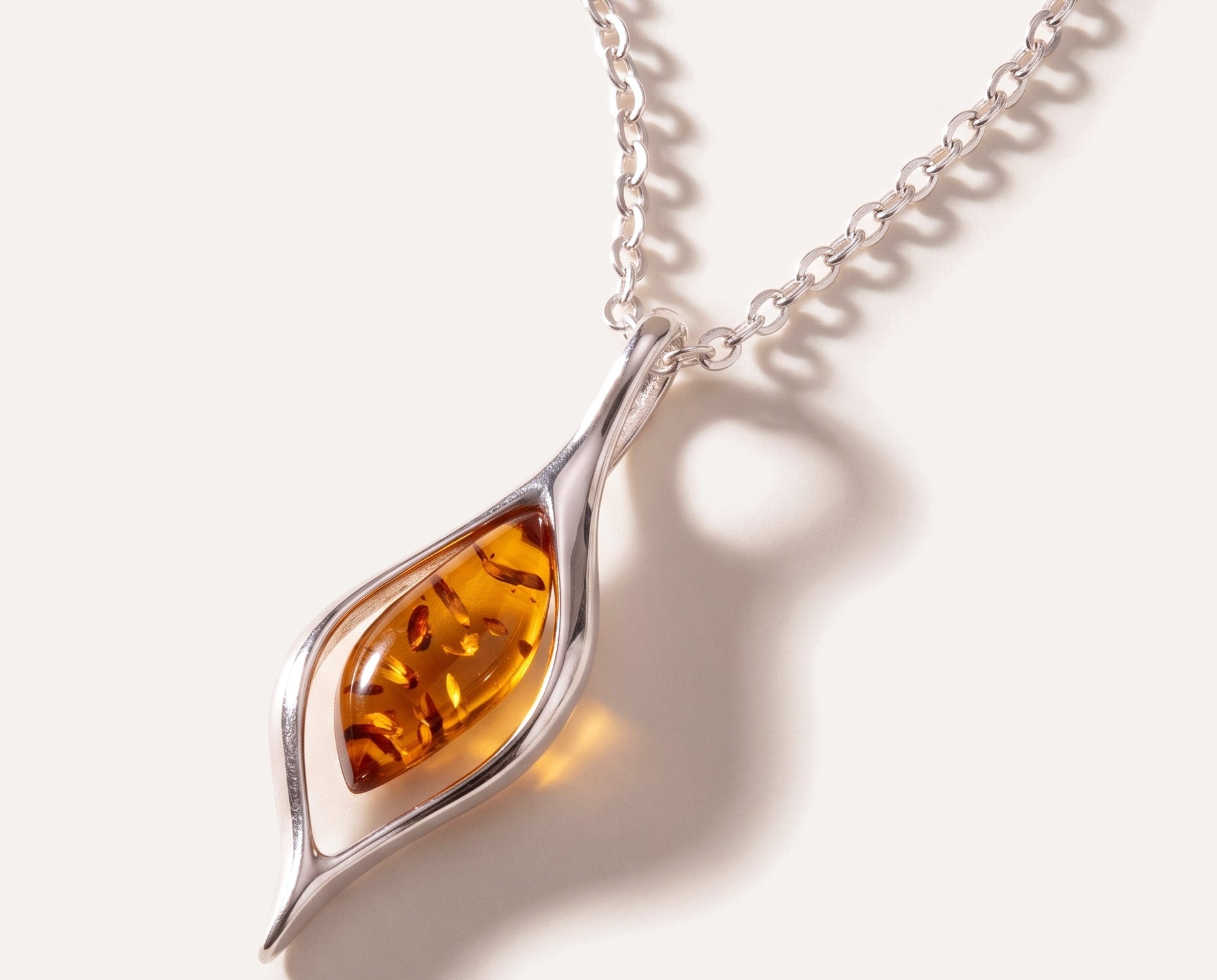 Small Droplet Amber Pendant — Baltic amber and sterling silver jewellery by Baltic Beauty