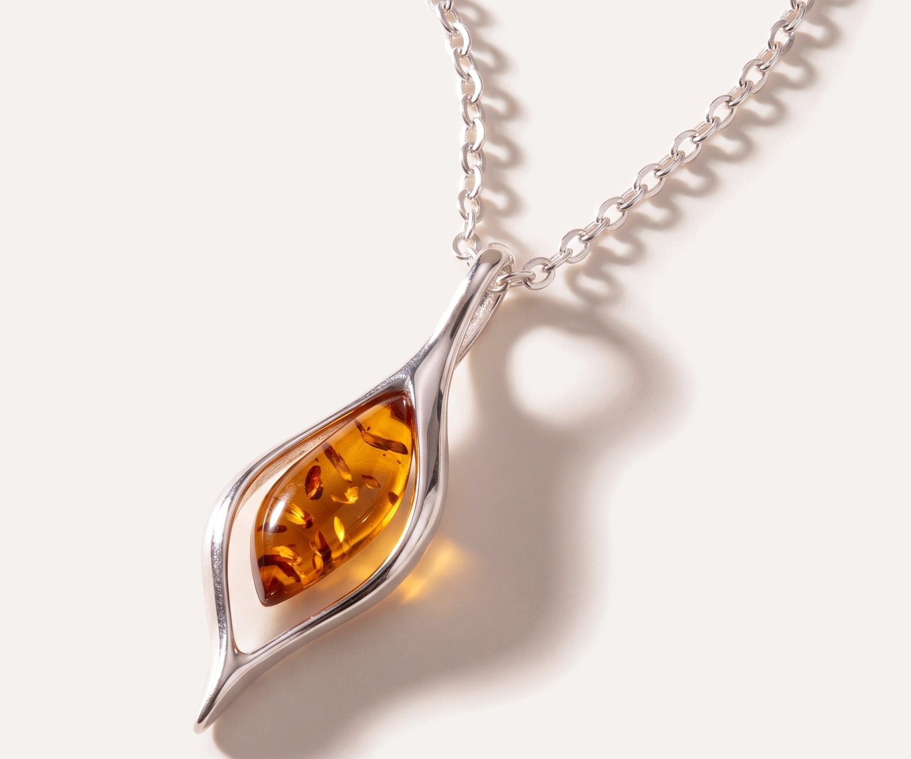 Small Droplet Amber Pendant — Baltic amber and sterling silver jewellery by Baltic Beauty