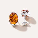 Floral Frame Amber Stud Earrings — Baltic amber and sterling silver jewellery by Baltic Beauty