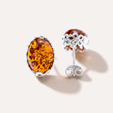 Floral Frame Amber Stud Earrings — Baltic amber and sterling silver jewellery by Baltic Beauty