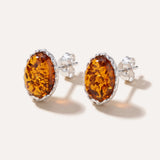 Floral Frame Amber Stud Earrings — Baltic amber and sterling silver jewellery by Baltic Beauty