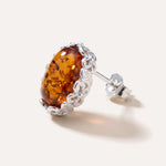 Floral Frame Amber Stud Earrings — Baltic amber and sterling silver jewellery by Baltic Beauty