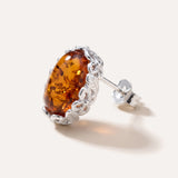 Floral Frame Amber Stud Earrings — Baltic amber and sterling silver jewellery by Baltic Beauty