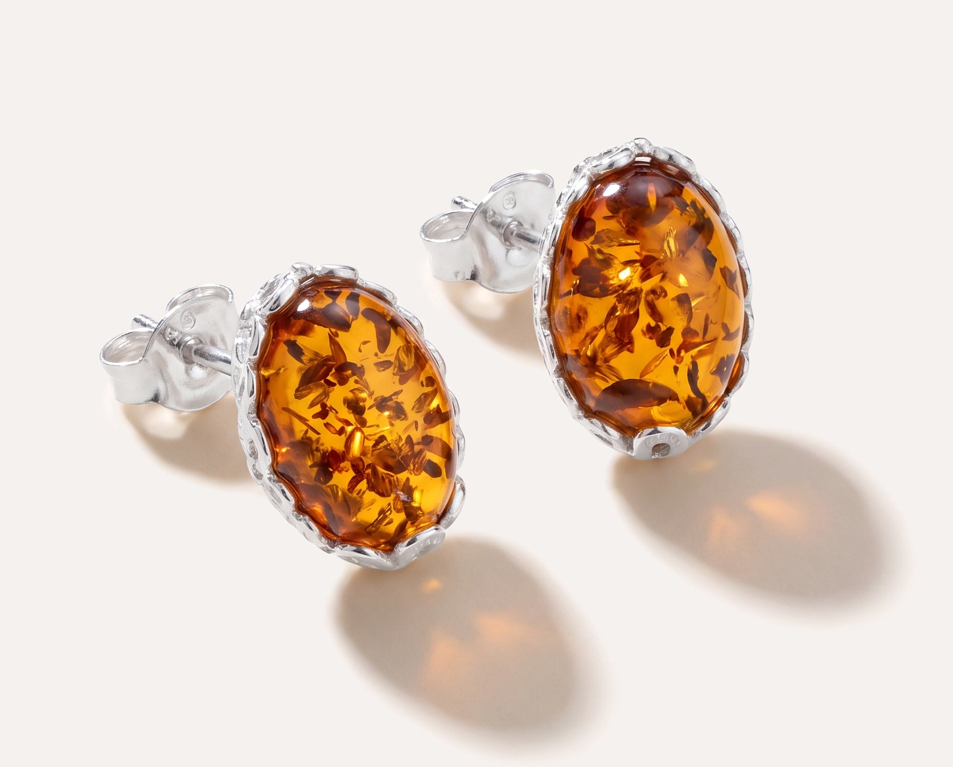 Floral Frame Amber Stud Earrings — Baltic amber and sterling silver jewellery by Baltic Beauty