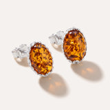 Floral Frame Amber Stud Earrings — Baltic amber and sterling silver jewellery by Baltic Beauty
