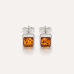 Square Amber Stud Earrings — Baltic amber and sterling silver jewellery by Baltic Beauty