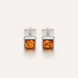 Square Amber Stud Earrings — Baltic amber and sterling silver jewellery by Baltic Beauty
