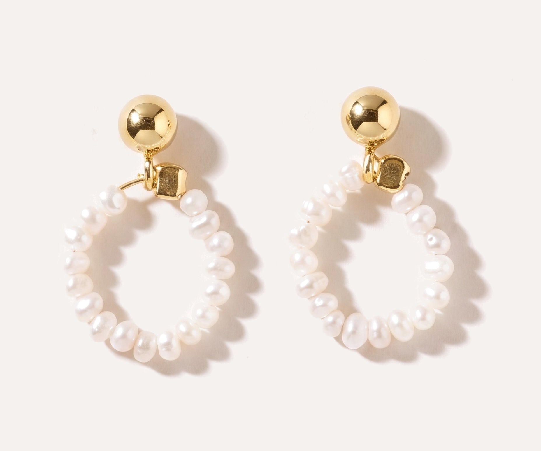 Stacked Circle Pearl Earrings — Baltic amber and sterling silver jewellery by Baltic Beauty