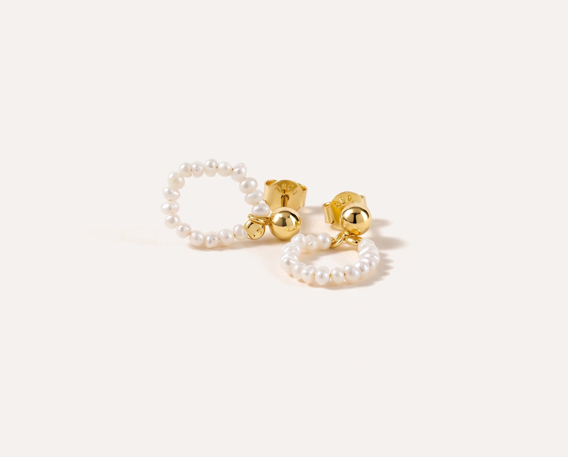 Stacked Circle Pearl Earrings — Baltic amber and sterling silver jewellery by Baltic Beauty