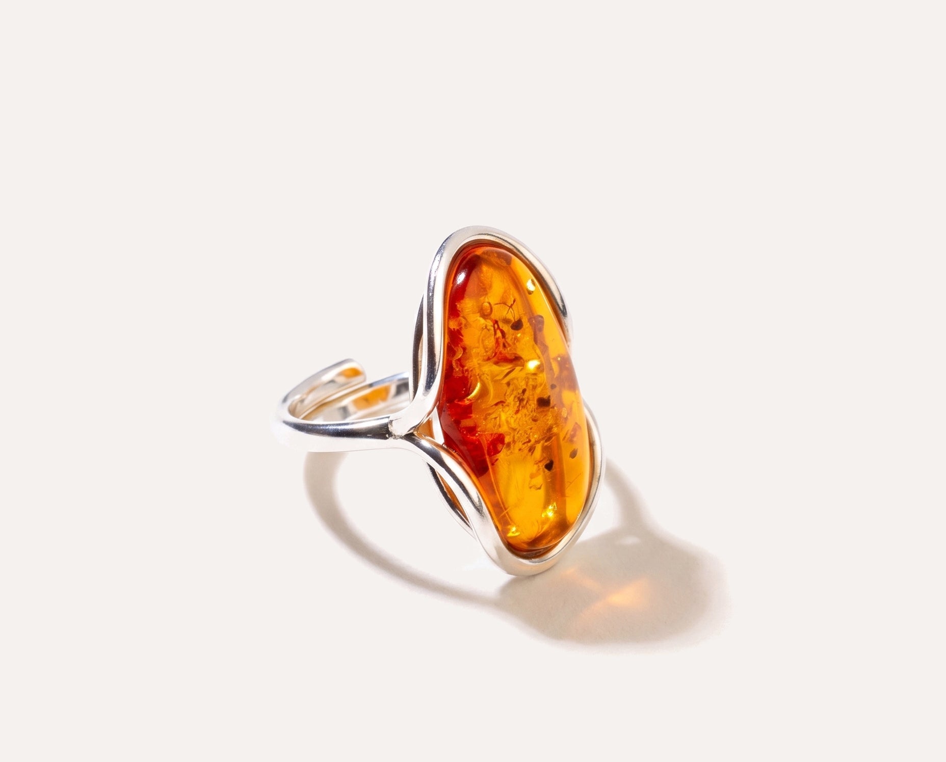 Statement Amber Ripple Ring — Baltic amber and sterling silver jewellery by Baltic Beauty
