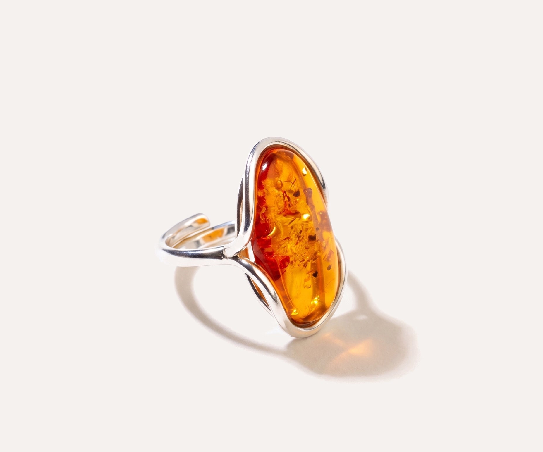 Statement Amber Ripple Ring — Baltic amber and sterling silver jewellery by Baltic Beauty