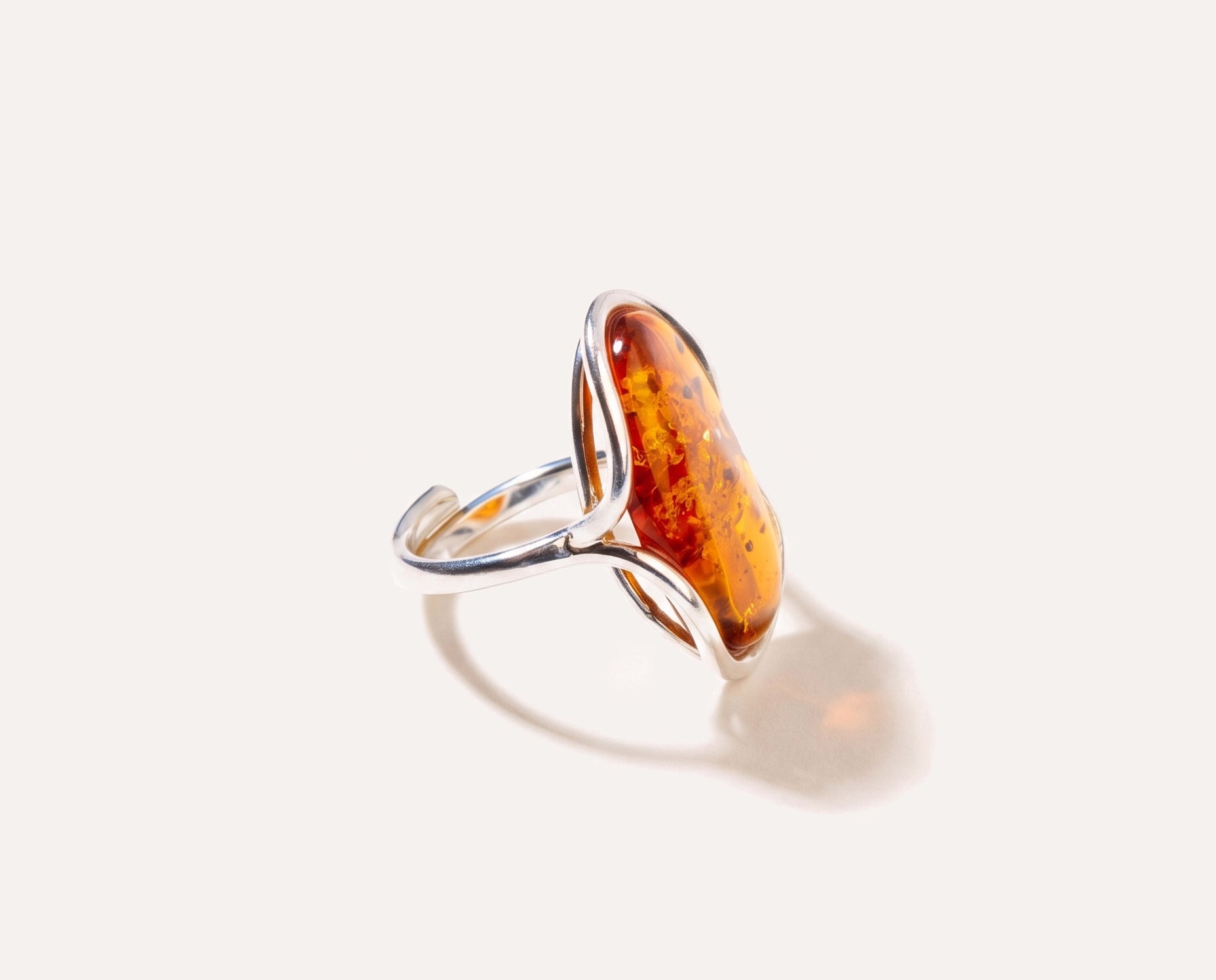 Statement Amber Ripple Ring — Baltic amber and sterling silver jewellery by Baltic Beauty