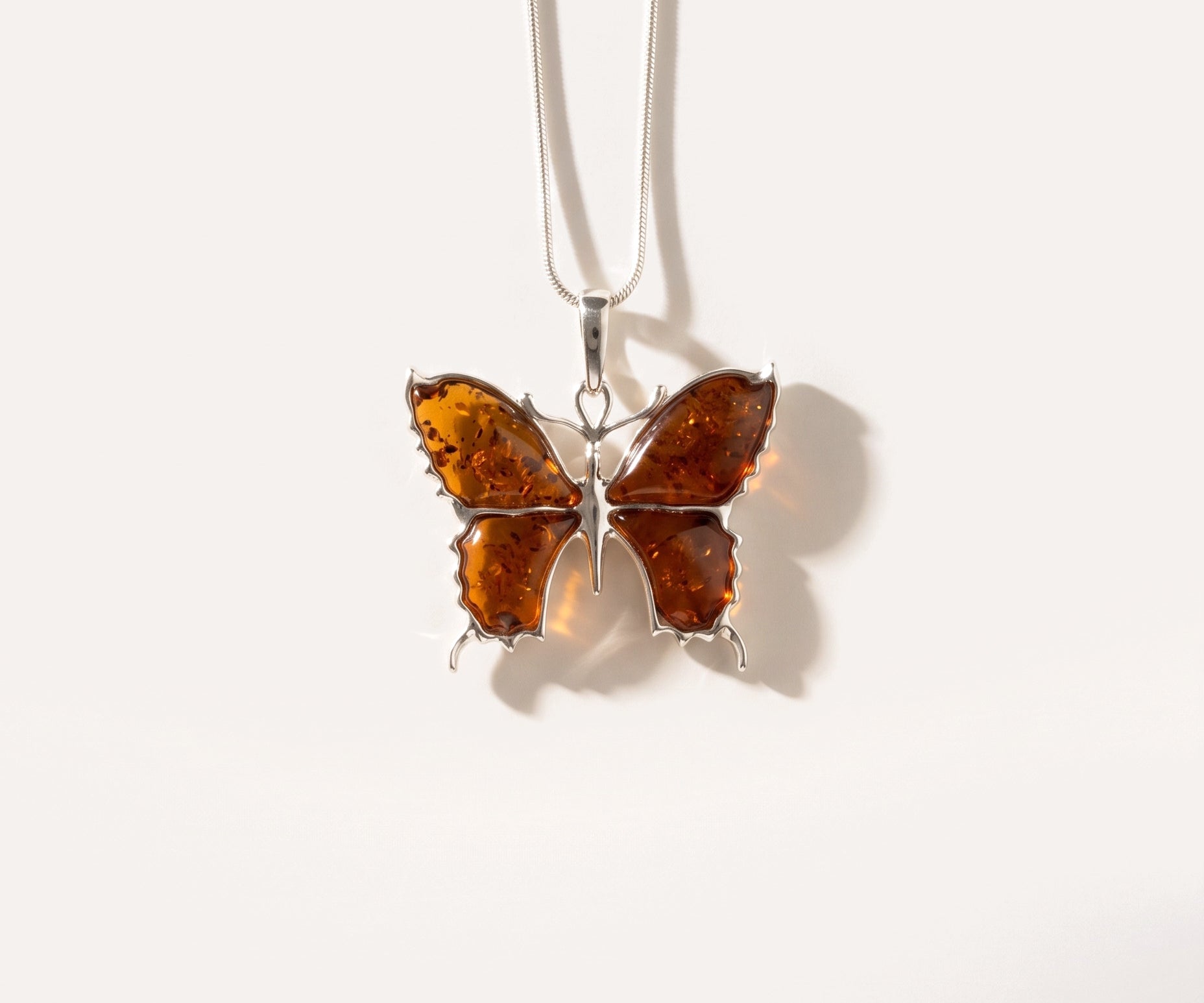 Statement Butterfly Pendant Necklace — Baltic amber and sterling silver jewellery by Baltic Beauty