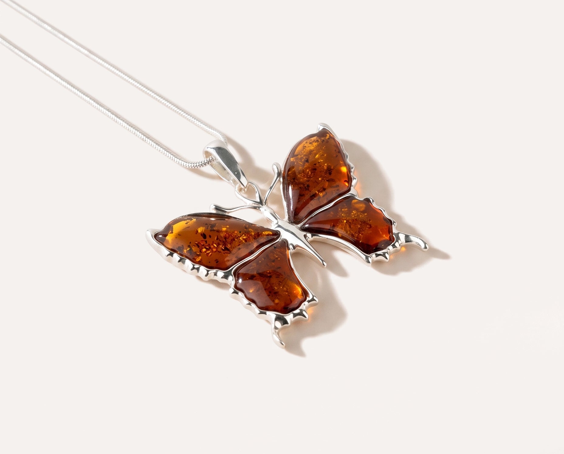 Statement Butterfly Pendant Necklace — Baltic amber and sterling silver jewellery by Baltic Beauty