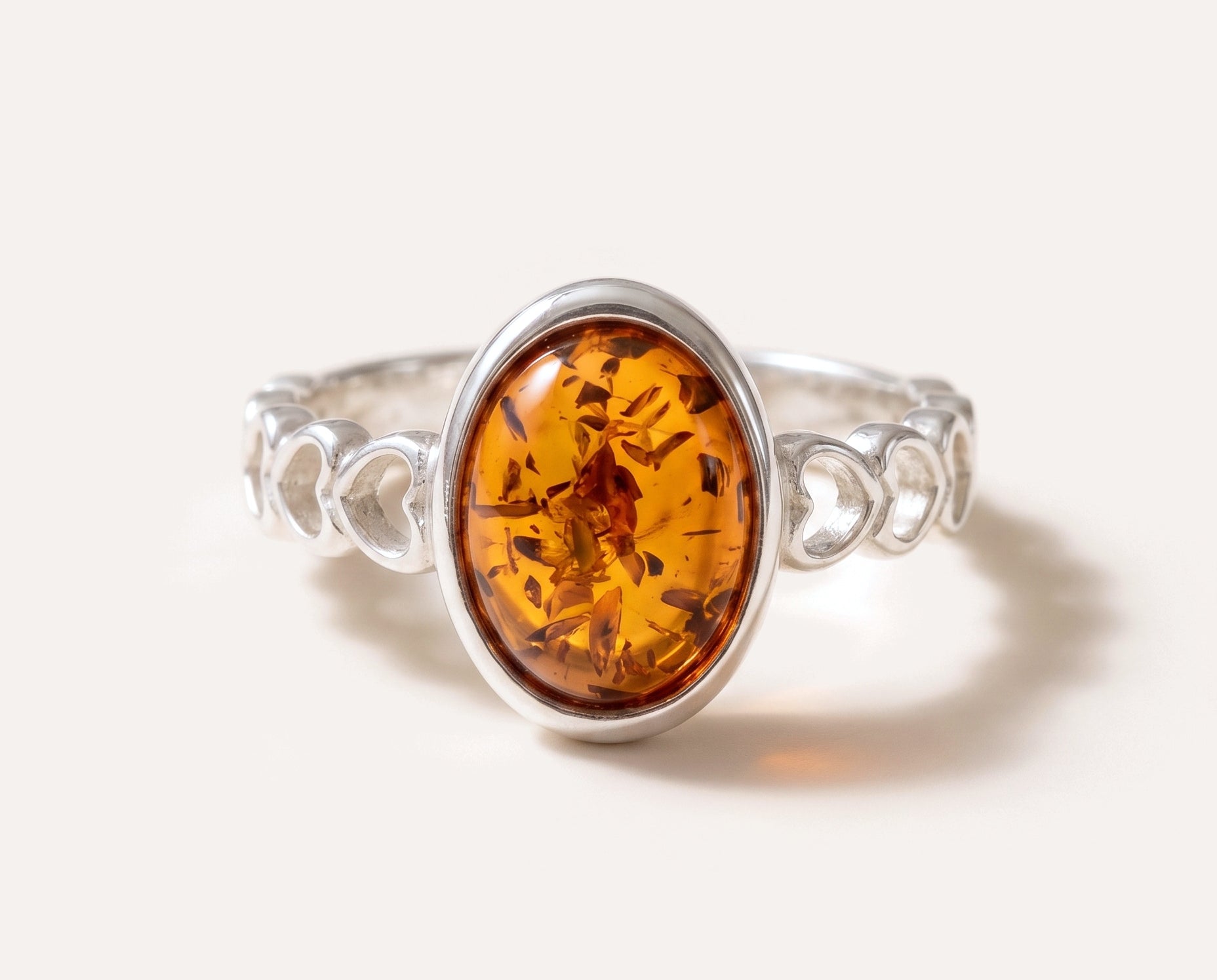 Subtle Heart Circle Ring — Baltic amber and sterling silver jewellery by Baltic Beauty