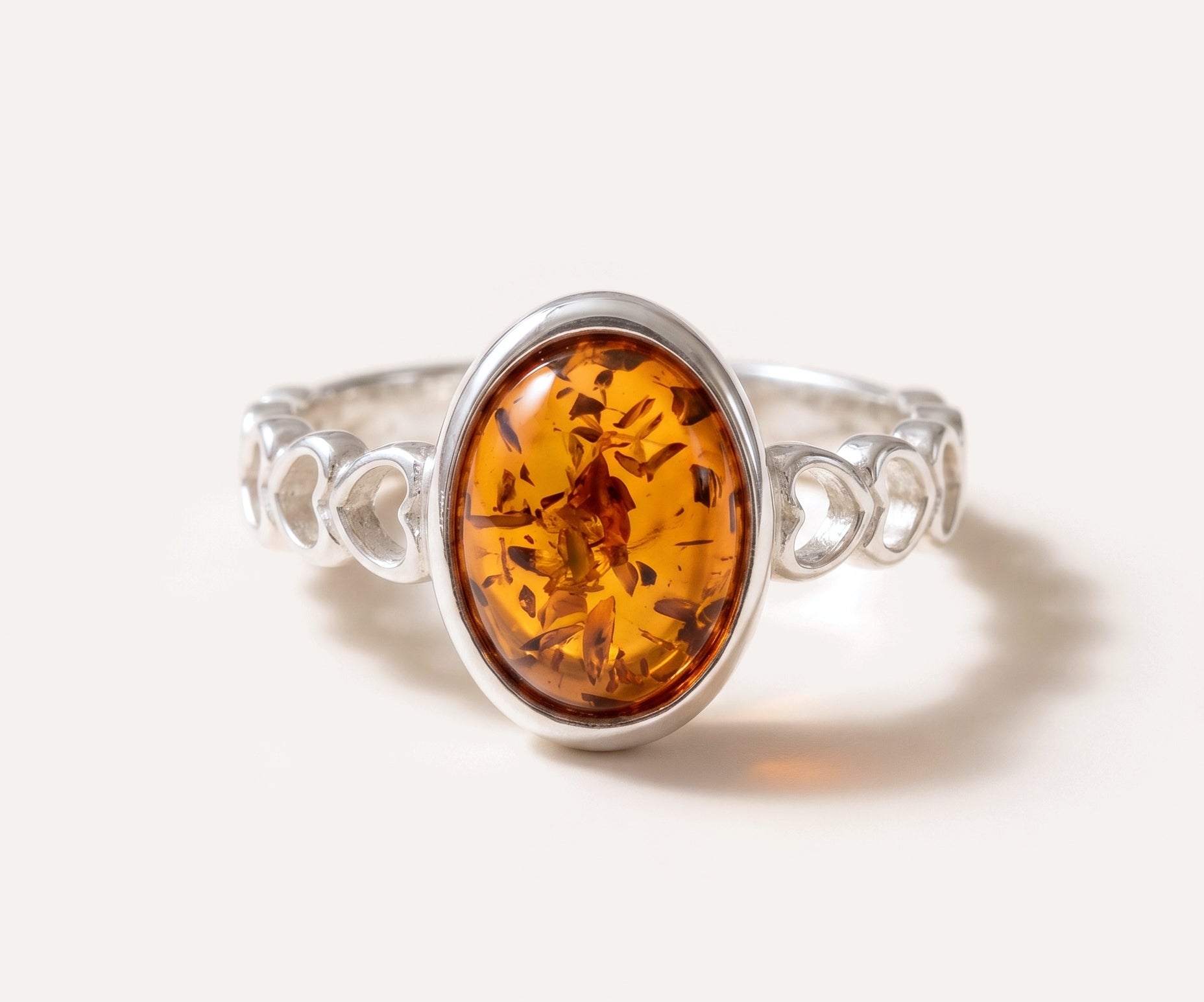 Subtle Heart Circle Ring — Baltic amber and sterling silver jewellery by Baltic Beauty