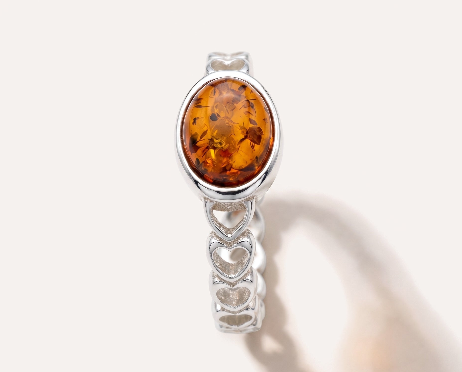 Subtle Heart Circle Ring — Baltic amber and sterling silver jewellery by Baltic Beauty