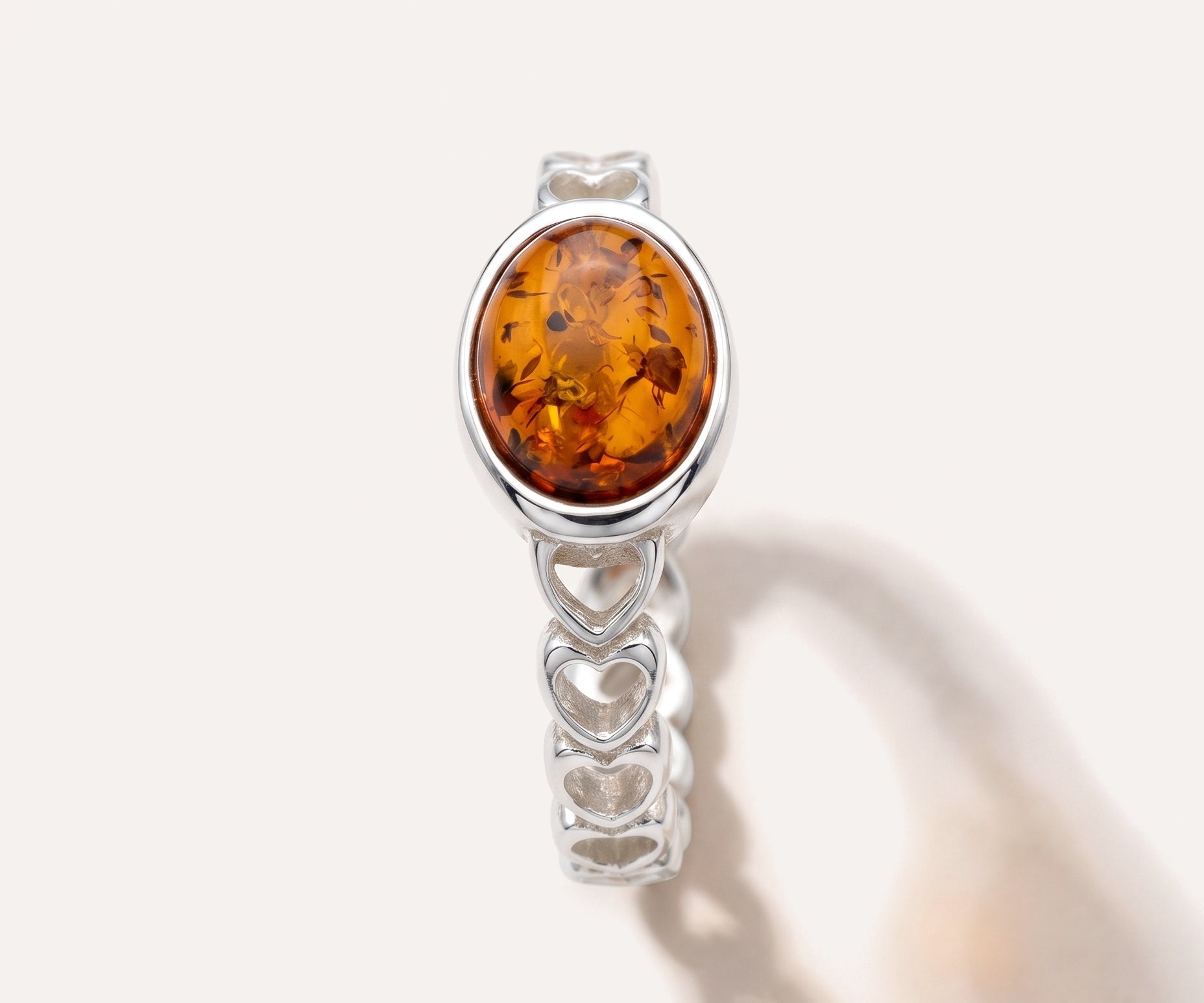 Subtle Heart Circle Ring — Baltic amber and sterling silver jewellery by Baltic Beauty