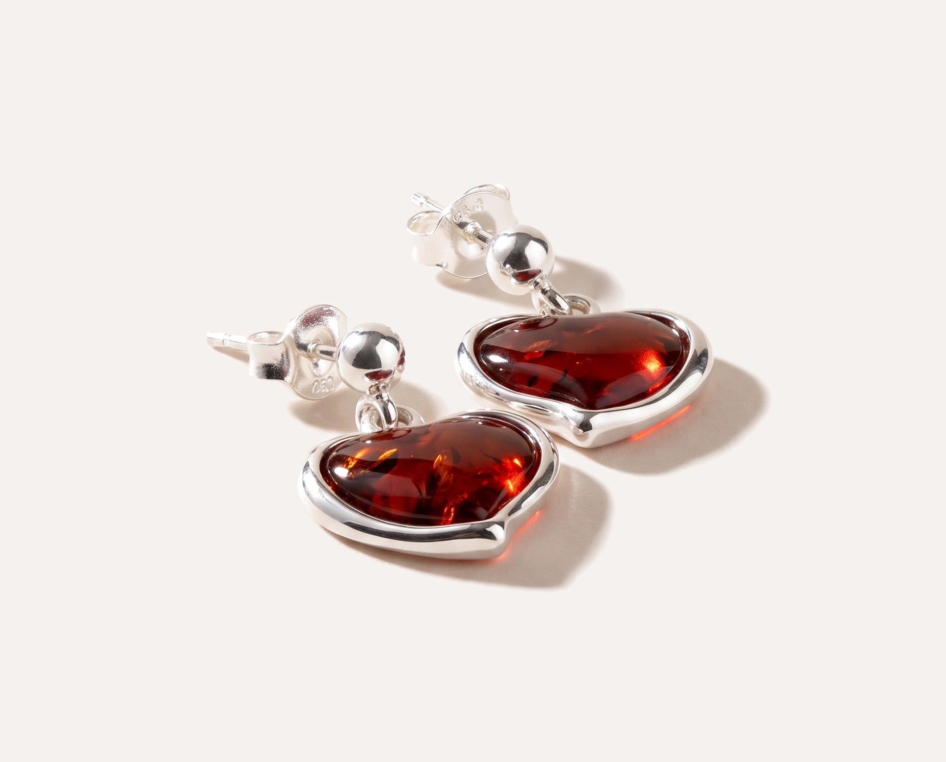 Subtle Heart Earrings — Baltic amber and sterling silver jewellery by Baltic Beauty